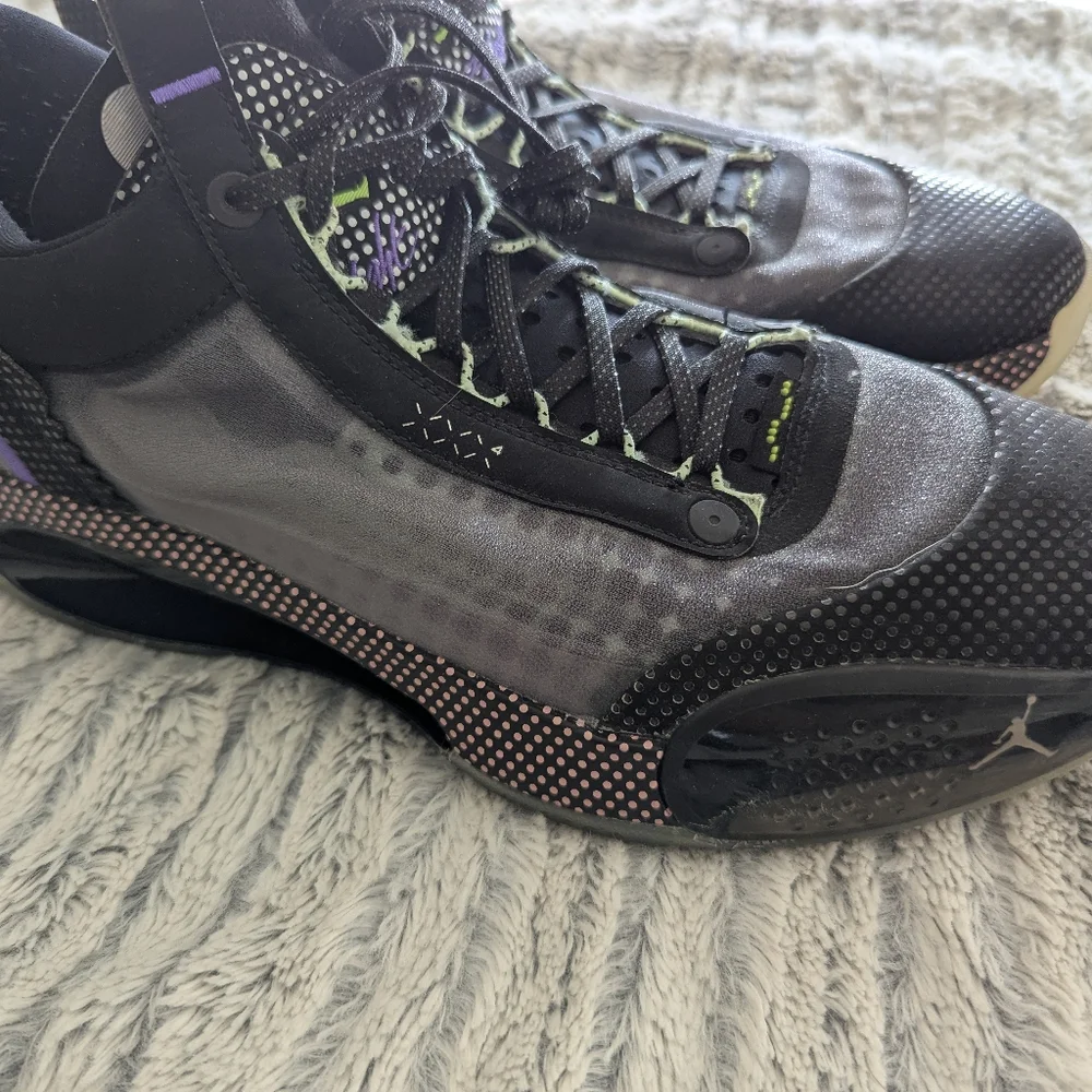 Jordan Black and Purple Athletic Shoes